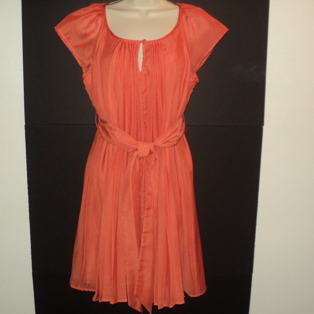 NEW York & Co Size Small Dress Orange Pleated NEW!